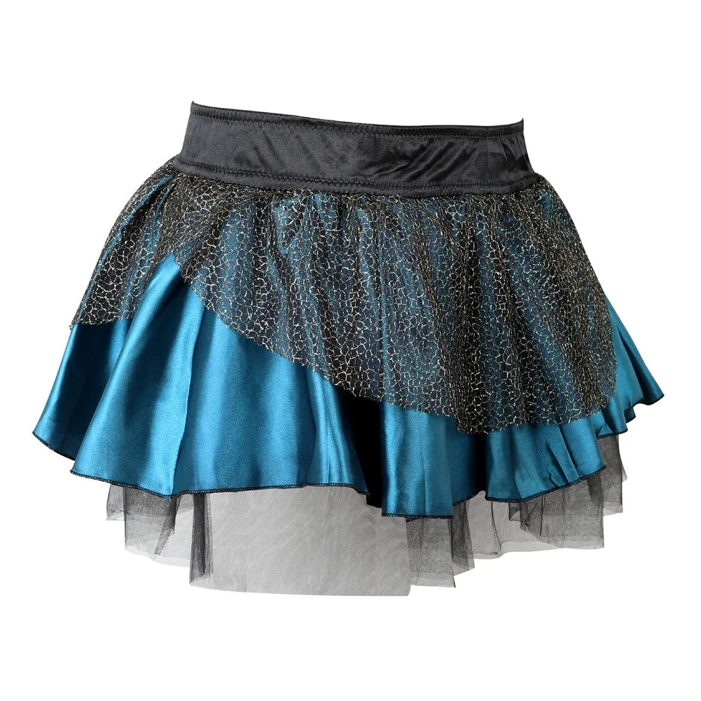 Peacock Feather Satin Skirts Gothic Tulle Skirt Women Party Clubwear Vintage Burlesque Bustier Costumes Rave Outfits