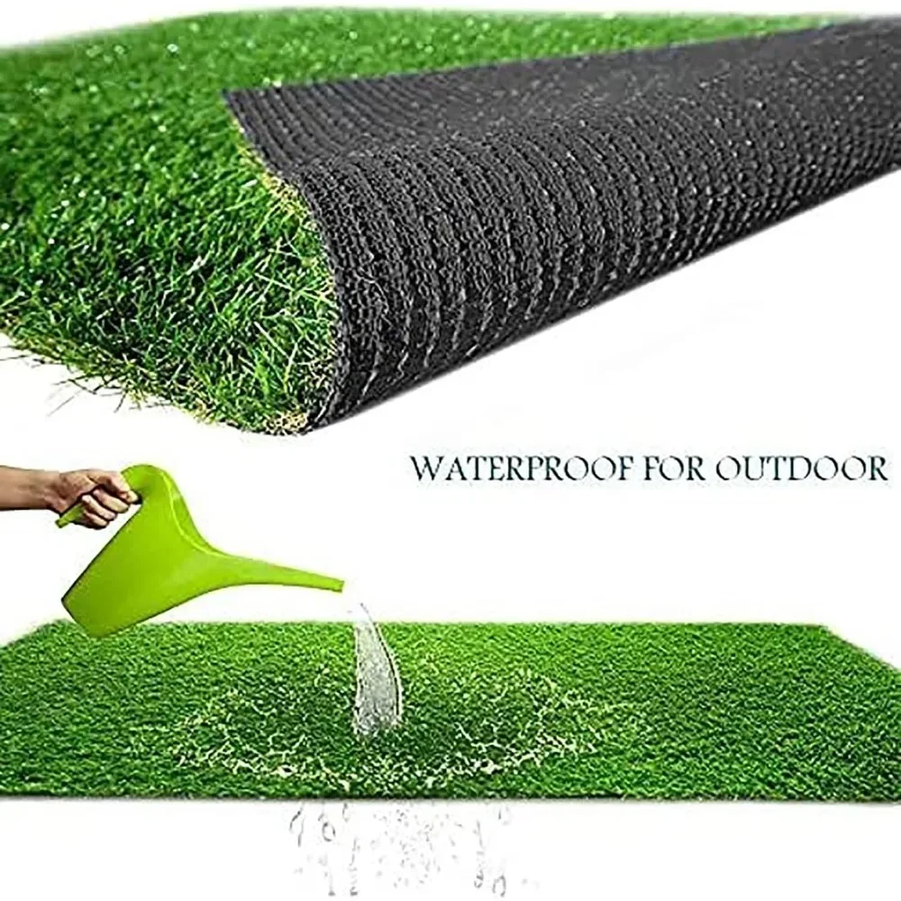 Artificial Lawn Carpet, 1.18" Thick Synthetic Lawn Mat with Drain Holes, 3.3ft X 33ft Large Realistic Carpet Roll