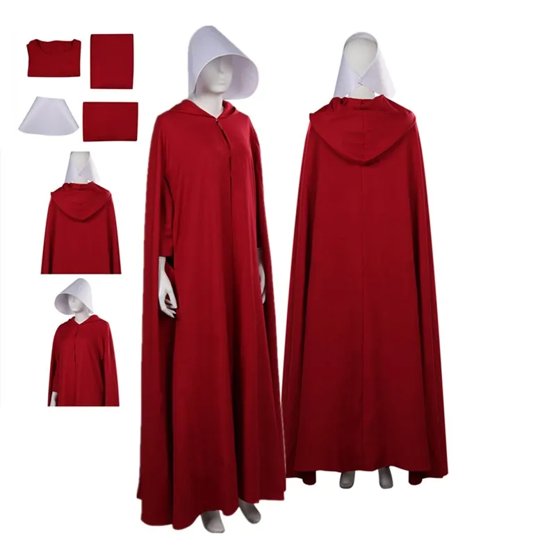 

TV Handmaid Cos Tale Cosplay Handmaid Costume Adult Women Fantasy Dress Hat Cloak Outfits Halloween Fantasia Carnival Party Suit