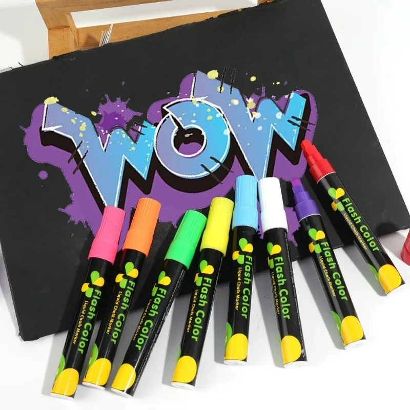 형광 마커 펜 세트 DIY 낙서 아트 드로잉 펜 LED 쓰기 보드에 대 한 다기능 유리 칠판 형광펜 펜