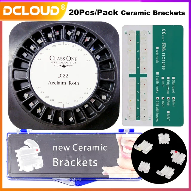 Dental Orthodontic Ceramic Brackets Braces Monoblock MBT/Roth 022/018 345/3H Braces For Teeth Materials Dentist Ortho Product