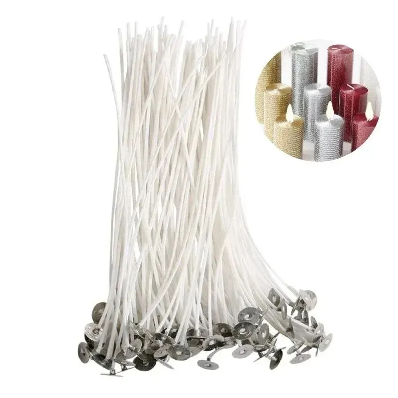 100Pcs Candle Wicks 9/15/20cm Smokeless Wax Pure Cotton Core For DIY Candle Making Pre-Waxed Wicks Handmade Making Tools