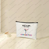 1 pc just a who love Gymnastics pattern Makeup Bag, Gymnastics Gifts,Girls Gymnastics Cosmetic Bag 1