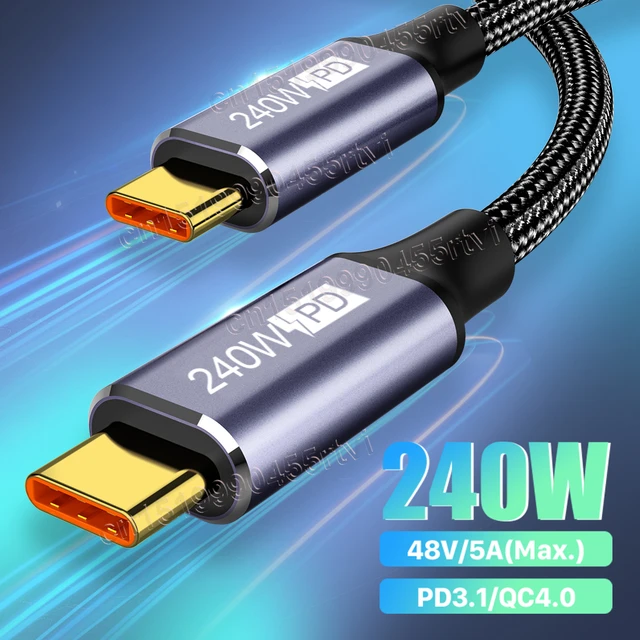 Cable USB tipo C de carga rápida, cargador de 240W, PD 3,1, 100W, para  MacBook Pro, portátil, Xiaomi, 48V, 5A, 2m - AliExpress