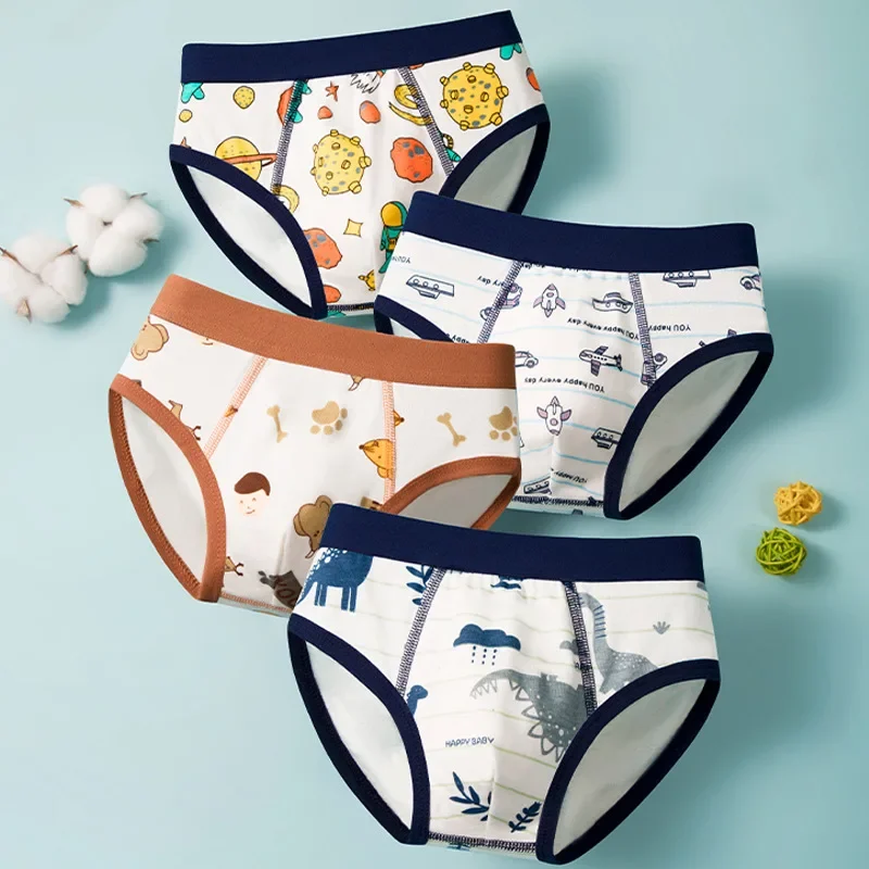 4pcs/Lot Boys Underwear Cotton Boxer Briefs Kids Underwear Baby Boy Shorts Breathable Toddlers Underpants Briefs Trunks1-14Years