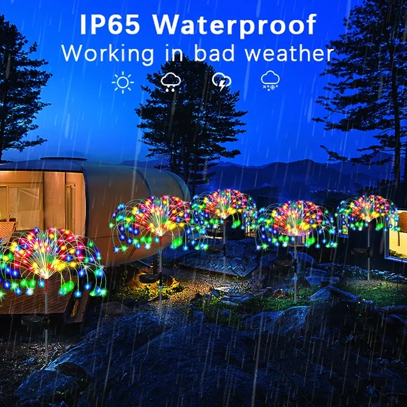 Solar LED Firework Fairy Lights Outdoor Waterproof Garden Decoration Lawn Pathway Solar Lamp