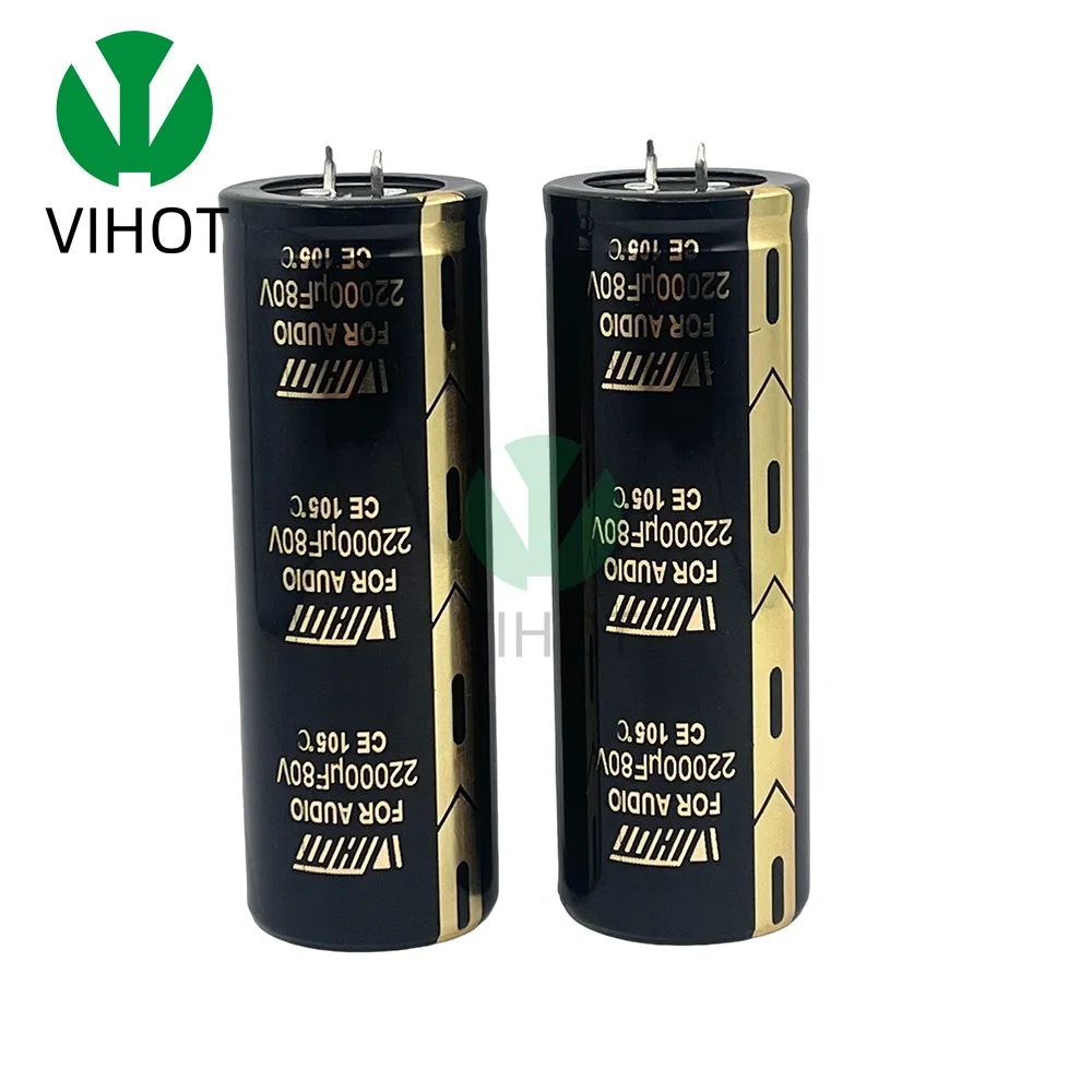 2Pcs VIHOT Audio Electrolytic Capacitor 80V 22000UF For Audio Hifi Amplifier High Frequency Low ESR Speaker