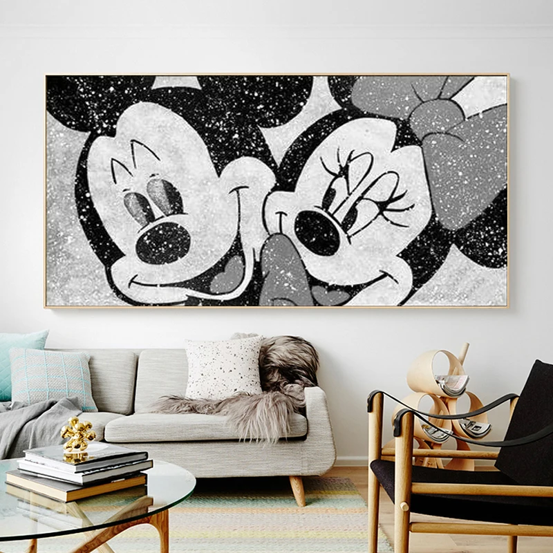 Self-adhesive Wall Sticker Disney Classic Minnie And Mickey Mouse Fashion  Luxury Art Posters Wall Pictures For Kids Room Decor - AliExpress