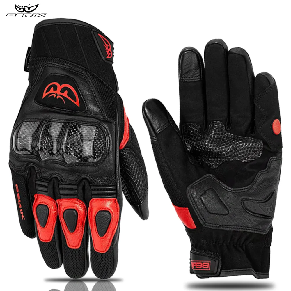 renewable resource champion on time BERIK Men's Leather Motorcycle Gloves Moto Racing Carbon Fiber Gloves  Bicycle Cycling Motorbike Riding Protective Gloves Luvas|Gloves| -  AliExpress