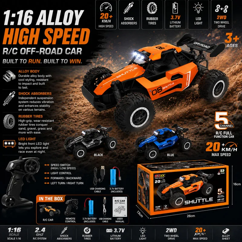 Voiture RC 4WD 2.4GHz Tout Terrain - 48 km/h