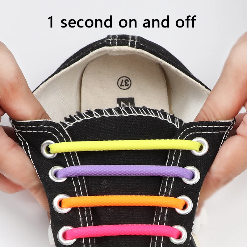 Silicone Shoelaces Elastic Shoe Laces 16 Pcs Silicone Shoelaces