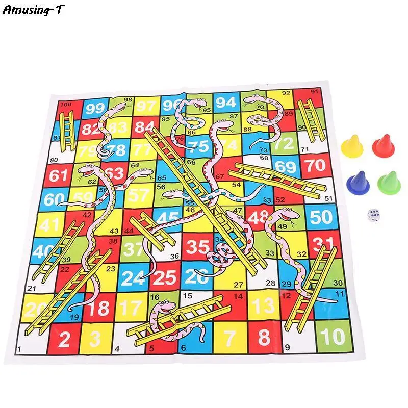 

Snake Ladder Educational Kids Children Toys Interesting Board Game Set Portable Flying Chess Board Family party Game gifts