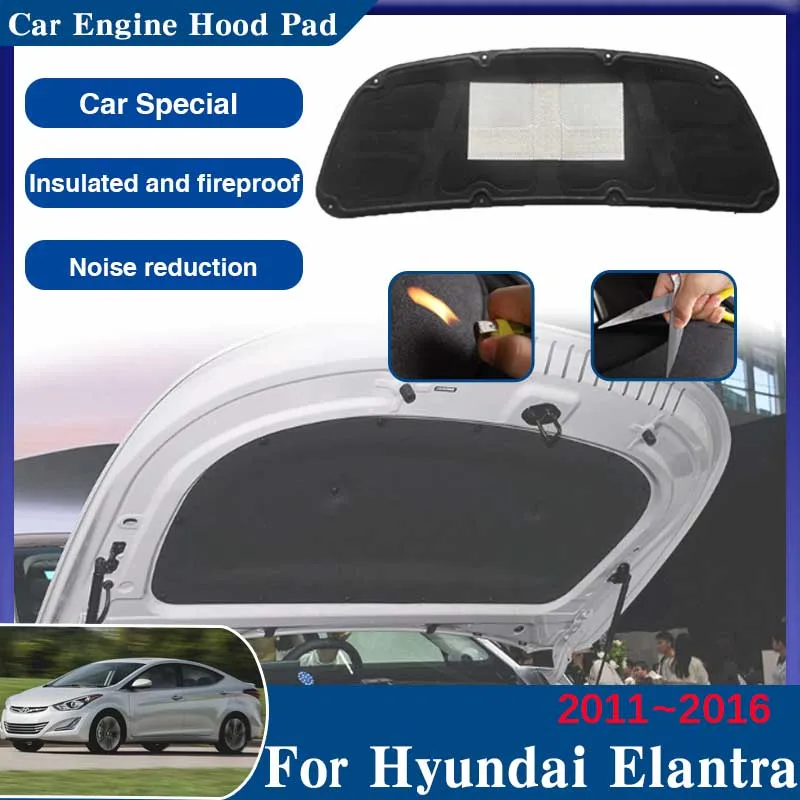 

Для Hyundai Elantra i35 Avante MU UD 2011 ~ 2016 передний капот со звуком двигателя, грелки, противоскользящие звукоизоляционные хлопковые чехлы, аксессуары