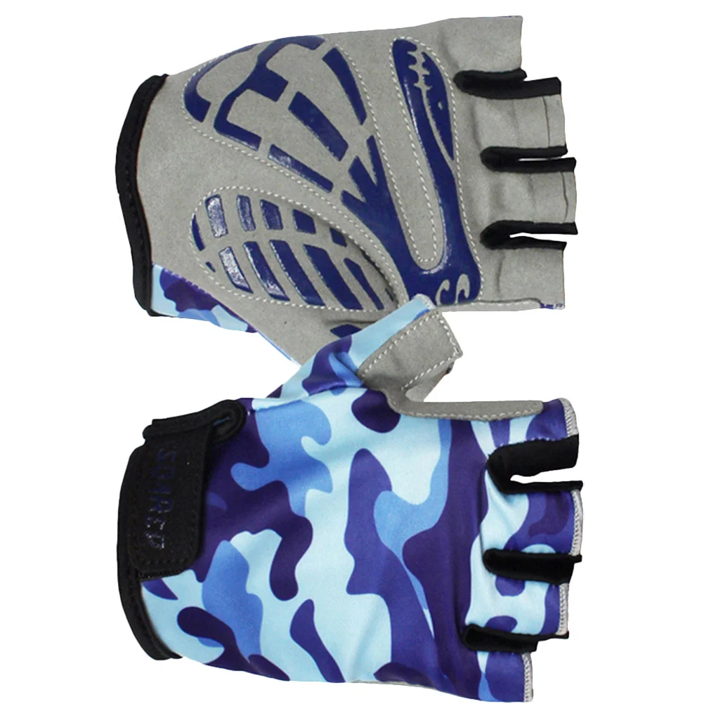 

1 Pair Cycling Gloves Kids Half Finger Gloves Gym Protective Gloves for Kids Children (Blue, S Size)