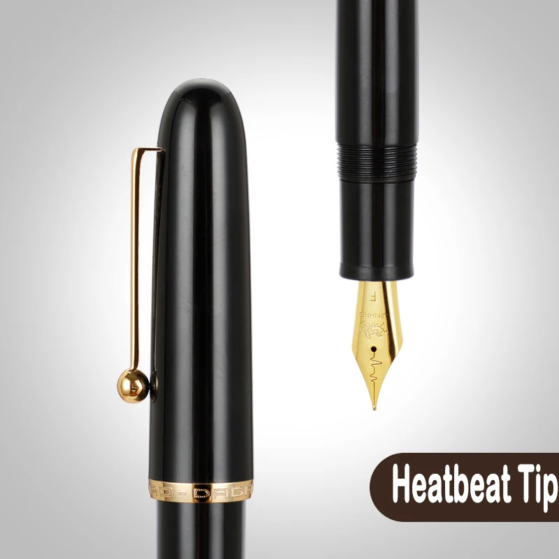 Jinhao 9019 - Set di 3 penne stilografiche in colori assortiti, misura 8, pennino extra fine, design in acrilico trasparente, scrittura liscia, con convertitore di grande capacità (finiture dorate