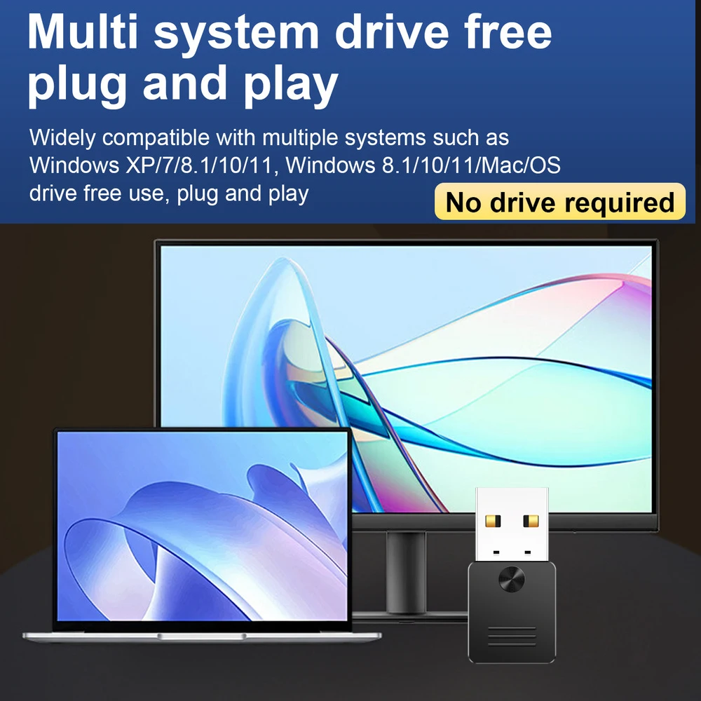 KEBIDU 블루투스 6.0 USB 동글 무선 오디오 수신기 블루투스 스피커 헤드폰용 무료 드라이버 블루투스 음악 어댑터