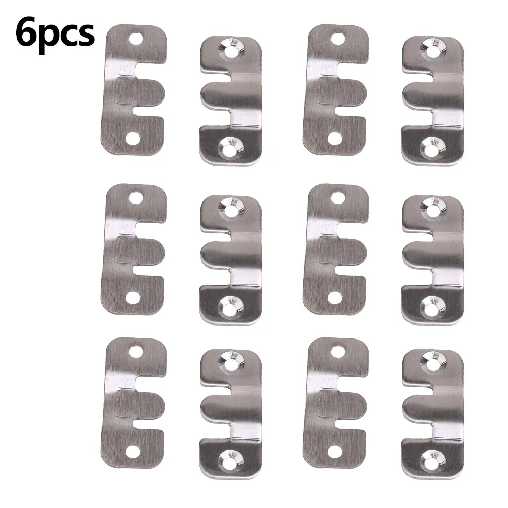 

6pcs Heavy Duty Metal Chrome Finish Picture Frame Hooks Wall Hanging Flush Bracket Household Hardware Accessories