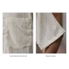 Men Casual Loose Hollow Out Short Sleeve Shirts with pockets Retro Fashion Vacation/Daily All-Match Tops Solid Color 3