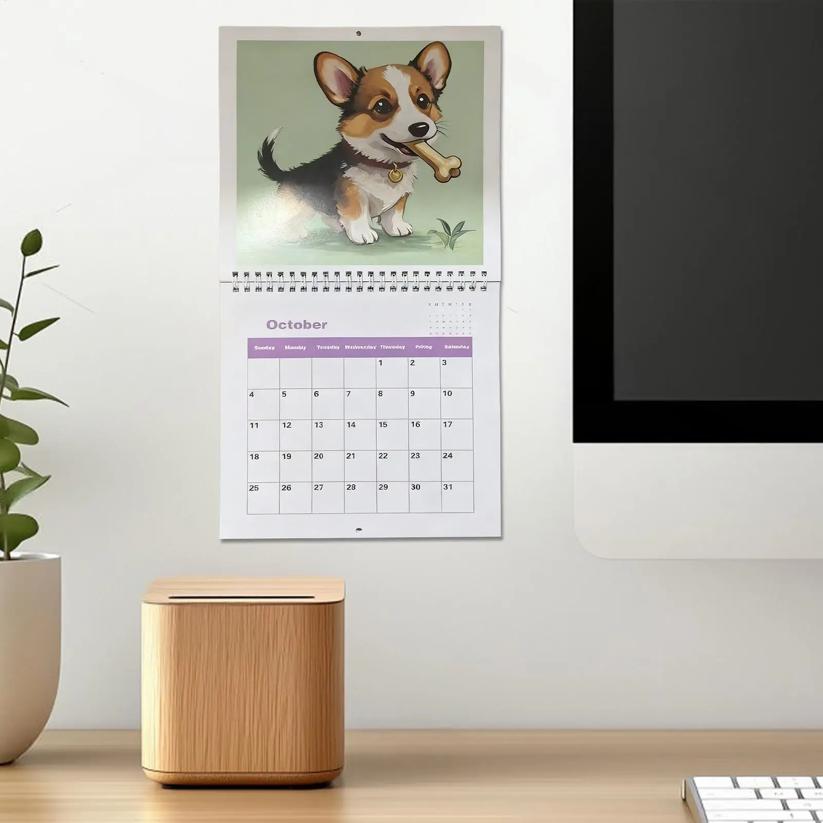 Dog Calendar Cartoon Dog Tracking Planner 12 Month Wall Calendar For Animal Lover Home School Wall Desk Daily Scheduling