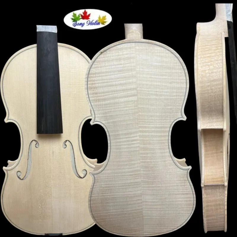 5pcs 4/4 unfinished violin flame maple back Russian spruce top Hand made