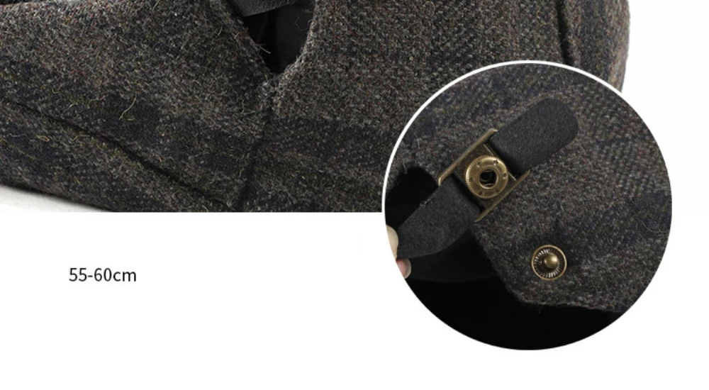 HT5050 Baskenmützen Herbst-Winter-Kappen für Herren und Damen Künstler-Malermütze Karierte Woll-Baskenmütze Unisex Ivy Flat Cap Verstellbare Baskenmütze – Detail 8