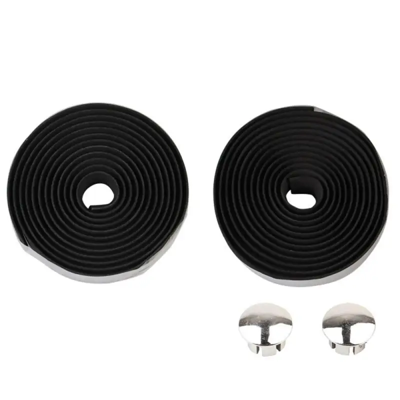 2Pcs Bicycle Handlebar Tape High Elastic Rubber Sponge Shock-absorbing Bike Handle Belt Reflective Wrap Belt With Bar Plugs
