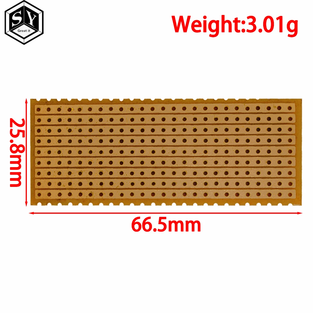 10PCS DIY 프로토타입 종이 PCB: 25x64mm 범용 실험 매트릭스 ? 단일 행 연속 구멍