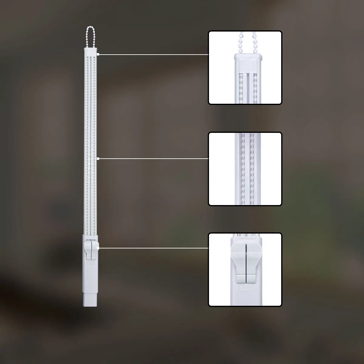 Blind Concealed Safety Bead Rods Child or Pet Resistant Curtains and