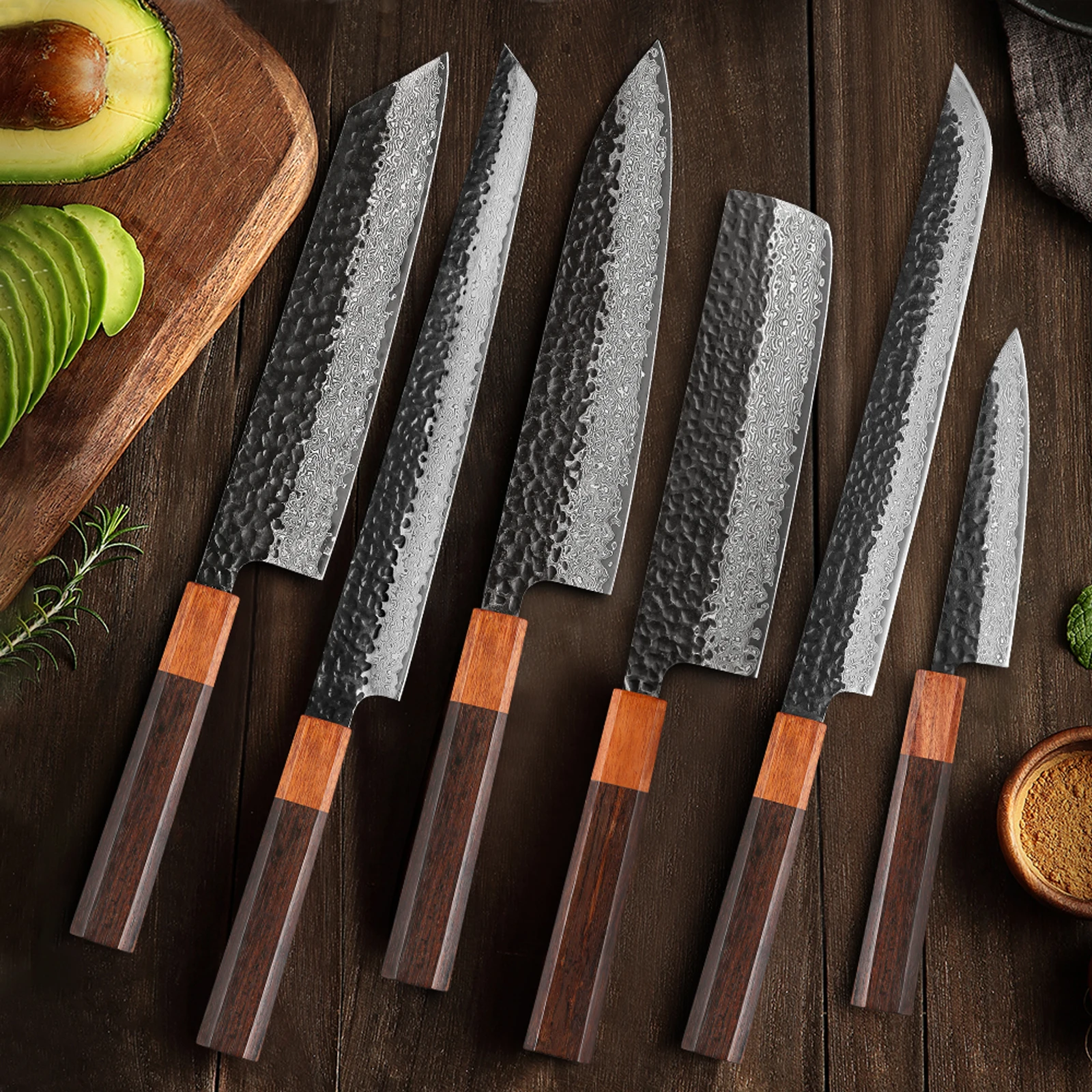 TURWHO 6-PCS 67 Layer Damascus Steel Kitchen Knives Set Japanese