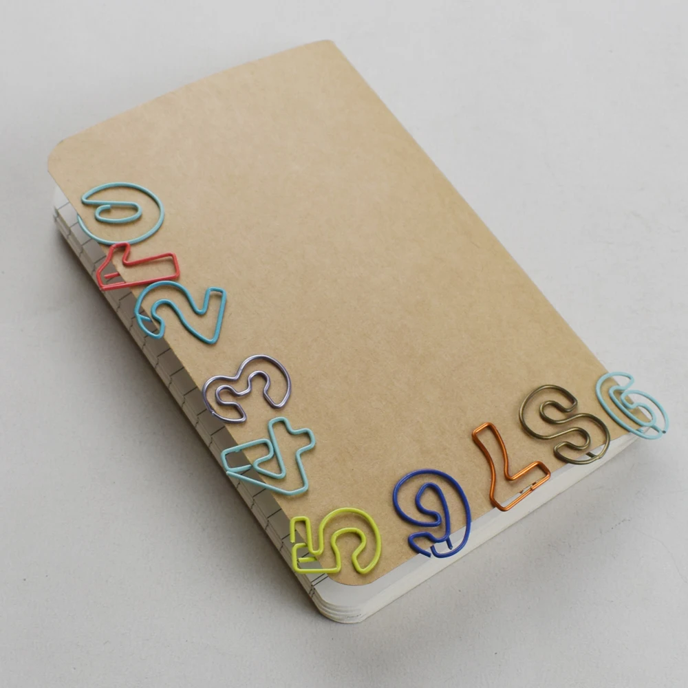 Metal Digital Shape Paper Clips Kawaii Cute Bookmark Clip Stationery Office School Supplies 10pcs/Set