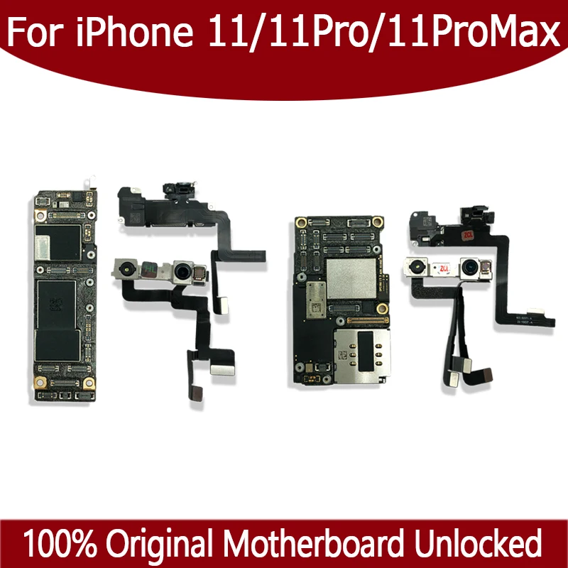 For iPhone 11 Pro Max Motherboard Original Unlocked Logic Board Support iOS System Update With FaceID Tested Good Work Plate cell phone parts mobile motherboard iphone motherboard