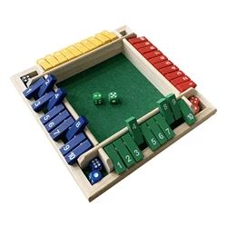 Wooden Shut The Box Dice Game for 2 - 4 Players - Fun Travel - Friendly Tabletop Game with Numbered Tiles (Four colors)