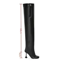 European and American Sexy Wine Glasses, Knee High Wide Tube Stacking Boots for Women's Fashion, High-heeled Sleeve Boots - Image 2