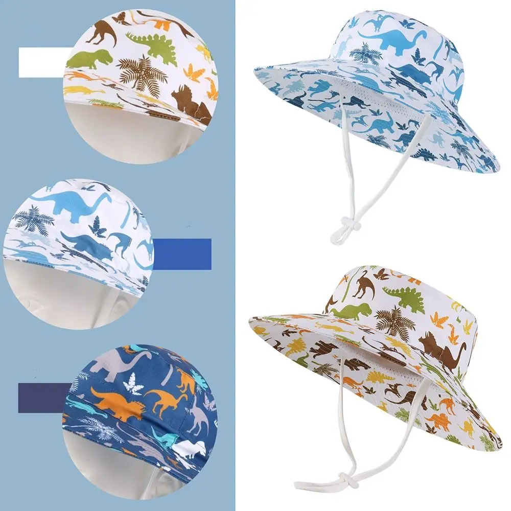 

Printed Dinosaur Sun Hat Summer Children's Bucket Hat Breathable Adjustable Sunshade Basin Hat Outdoor Fishing Cap