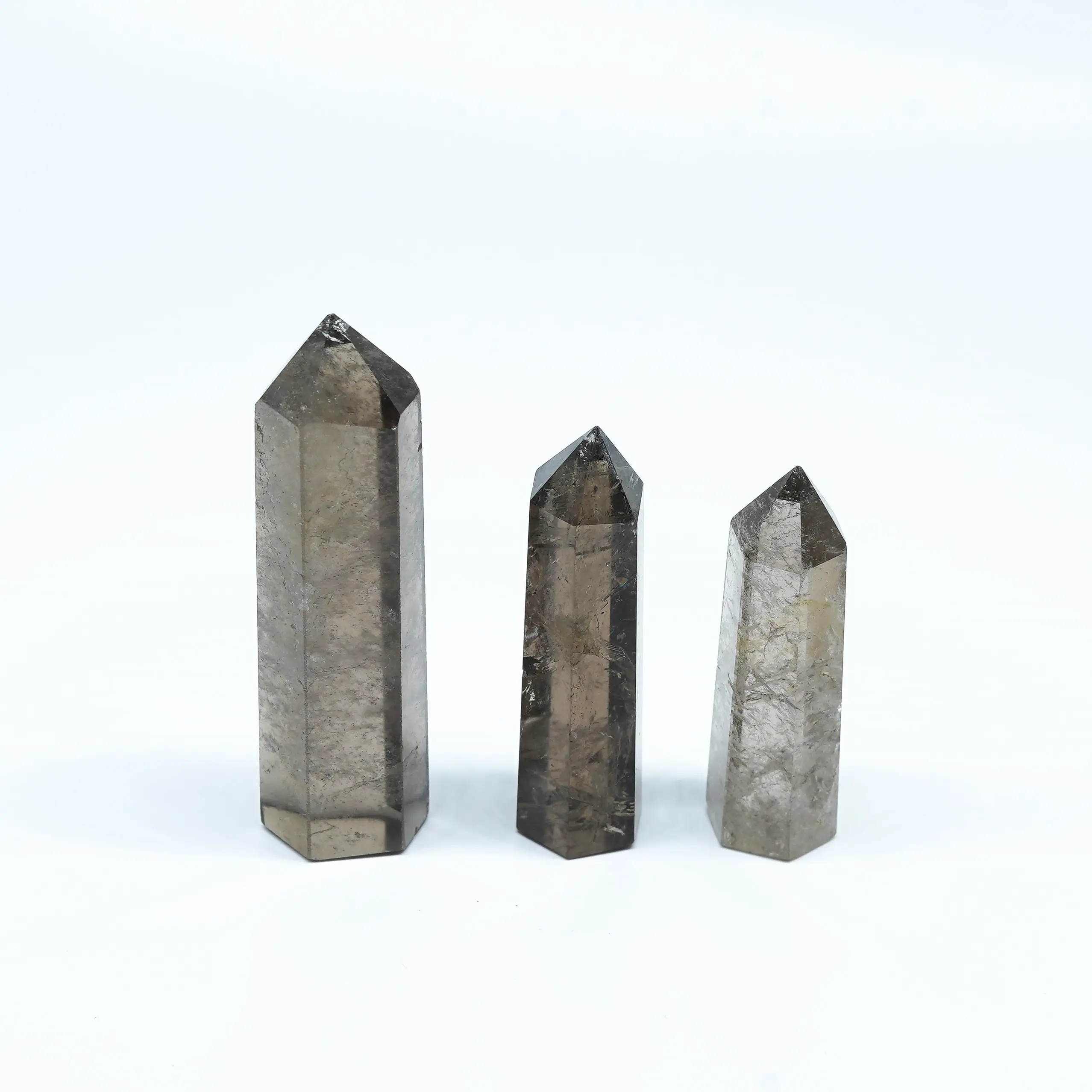 

Natural Energy Smoky Quartz Crystal Point Prism Crafts Stone Quartz Tower Mineral Wand Home Decoration Hexagonal Column Gift