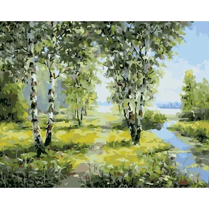 

GATYZTORY 40x50cm Frame Forest Landscape DIY Painting By Numbers Calligraphy Painting Unique Gift For Home Wall Art Decor