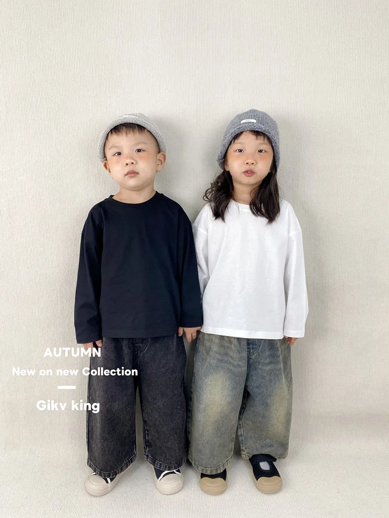 Girls Autumn Thin Solid Color Kids Undershirts