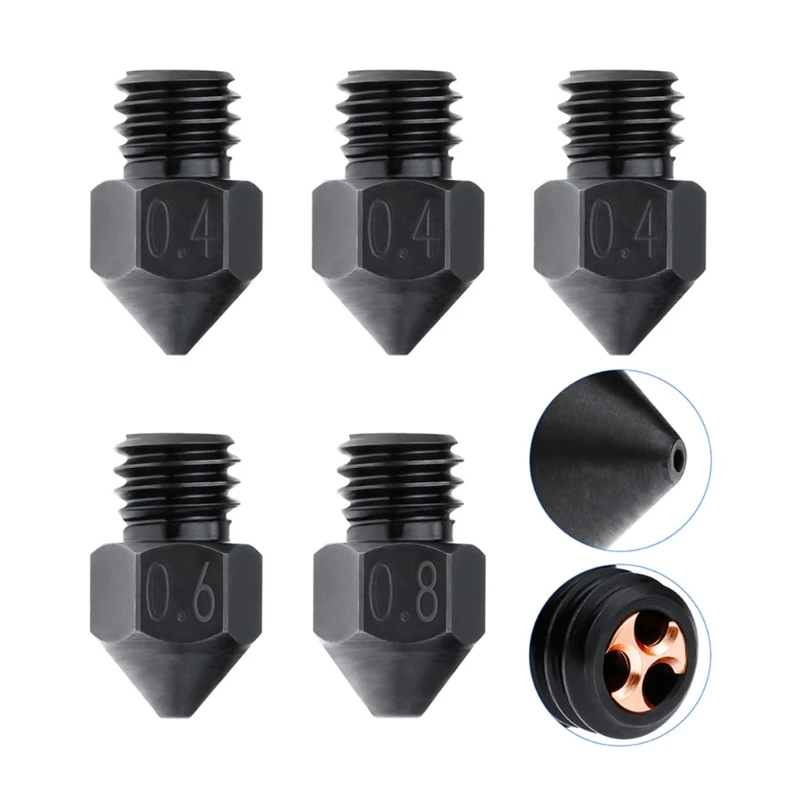 

3D Printer Nozzle for 1.75/3mmFilament MK8 High Flow Clone CHT Tip Nozzle Hardened Steel Nozzles 0.4mm 0.6mm 0.8mm