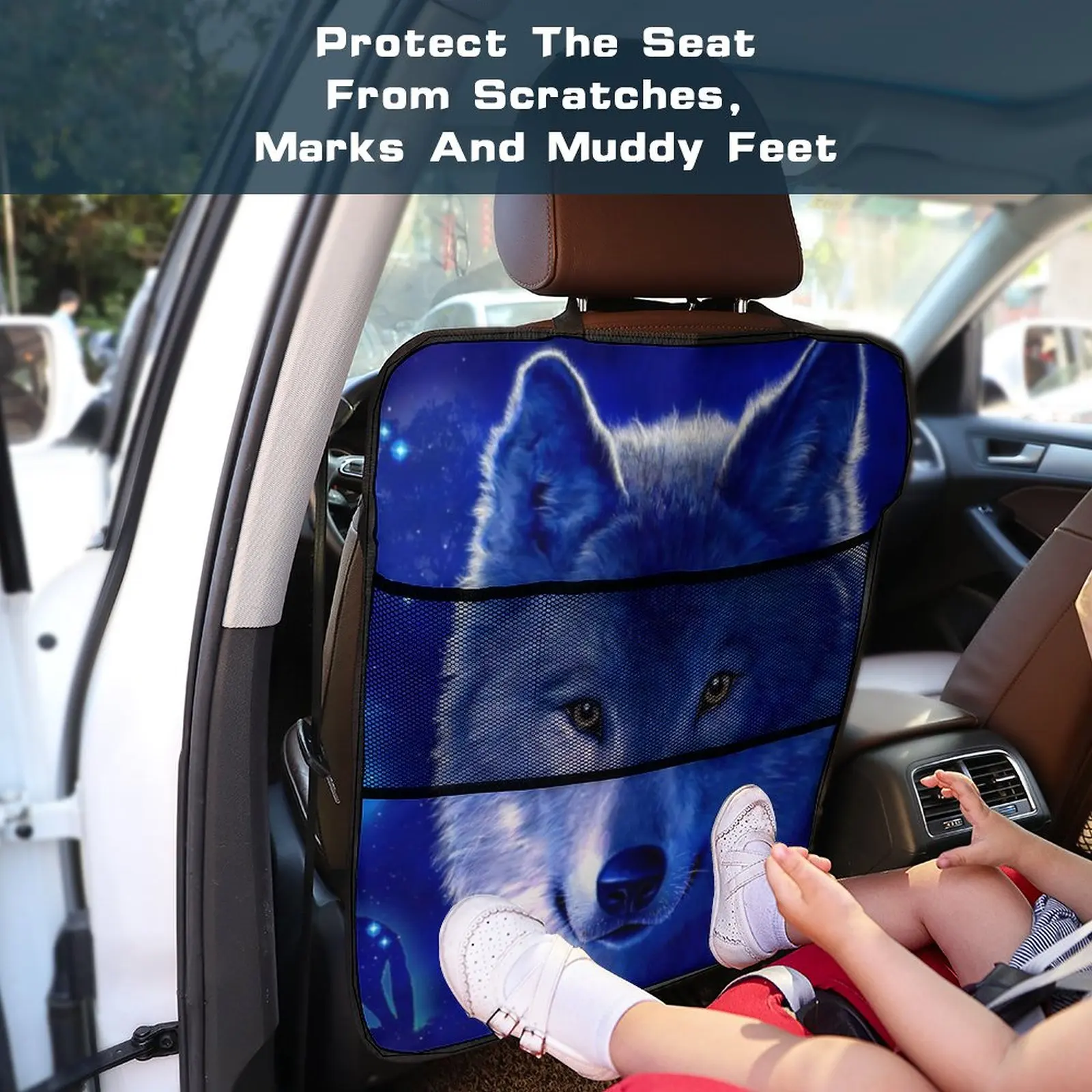 

Wolf Animal Pattern Texture Interior Accessories Anti-Kick Pads for Car Seats,Anti-Scratch,Anti-Dirty,Suitable for Most Cars