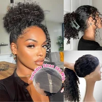 Perruque Invisible à Bandelette 360 Full HD en Dentelle Sans Colle, Cheveux Humains Ondulés, Perruque Frontale HD 13x6 avec Bords 4C Bouclés 4