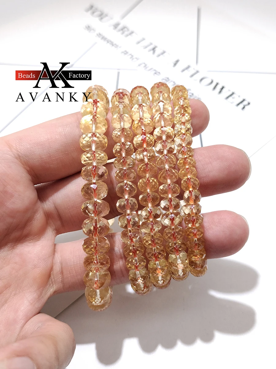 4A Natural Citrine Crystal Single Lap Necklace For Women Girl Birthday Gift Fresh Bracelets Fashion Jewelry 5x8mm 6x9mm 7x10mm