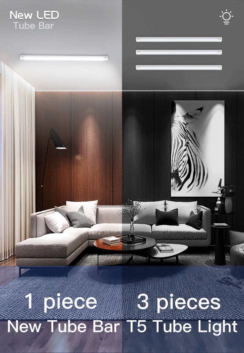 Description Picture 2 of itemConnectable Light Tubes LED With Switch Cable 110V Home Strip Luminaire 10-20W Interior Office Reading Mirror Ceiling Lamp Bulbs