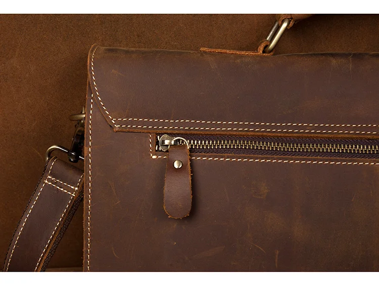 Distressed Brown Laptop Shoulder Bag Briefcase