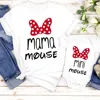 Mom and Kids Matching Tees for Summer MAMA and MINI Mouse Letter Print Short Sleeve Tops Stylish Family Matching T-shirts 2