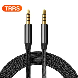 Premium Auxiliary Audio Cable - 3.5mm TRS/TRRS Jack for Headphones, Mobile, Car Stereo - Multiple Lengths Available (Black TRRS)