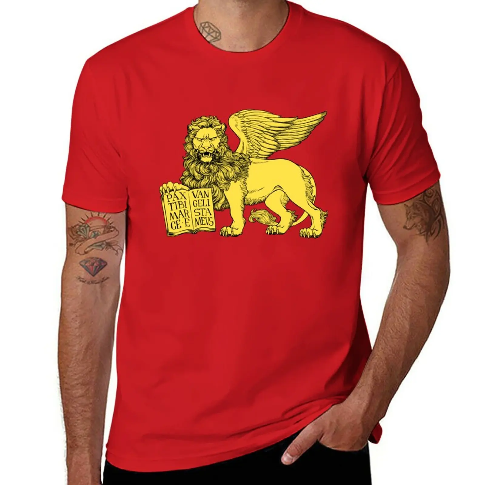 

Новинка, футболка с рисунком льва Венеции, футболки с коротким рукавом, индивидуальная футболка, футболки для мужчин