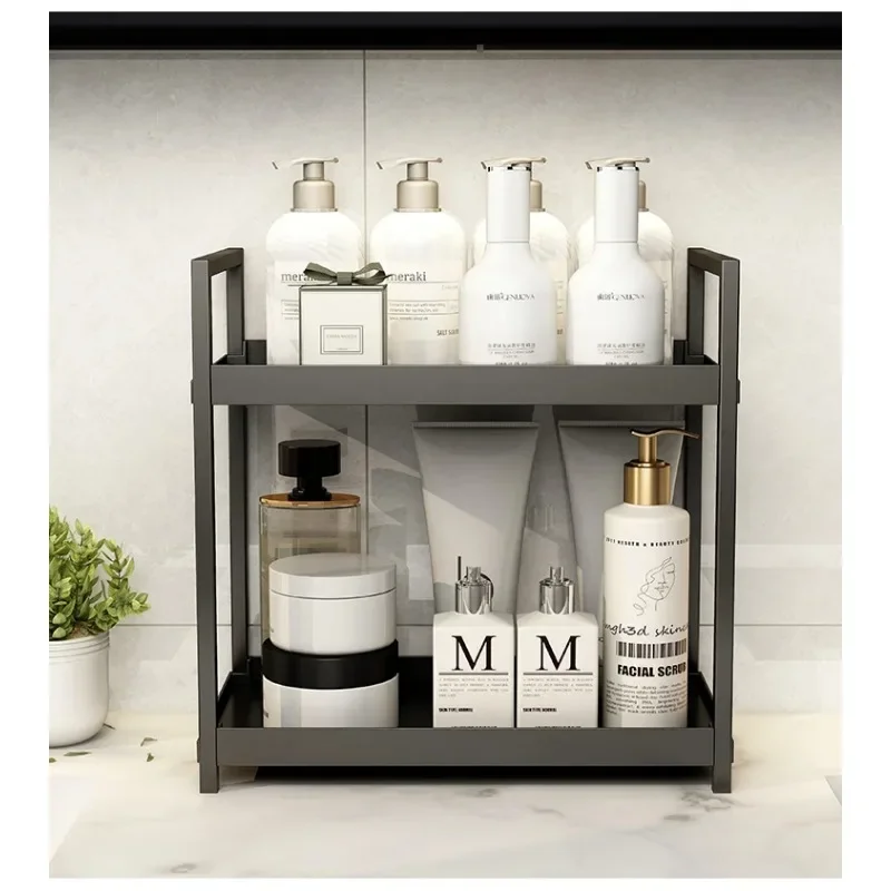 Double desk storage rack Kitchen organizer Bathroom countertop Perfume and cosmetics shelf Dressing table rack 5