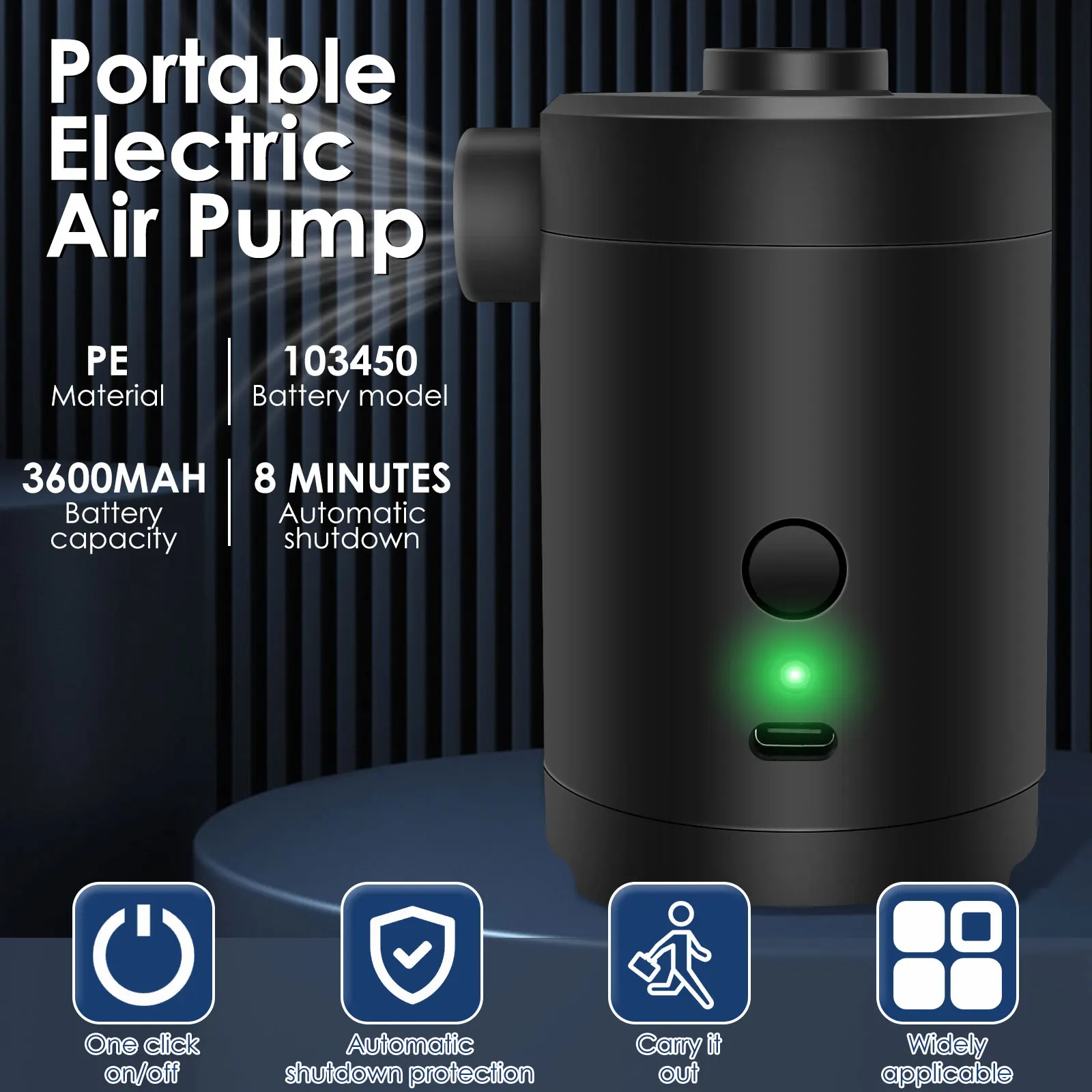 Portable Electric Air Pump Inflator for Outdoor Camping