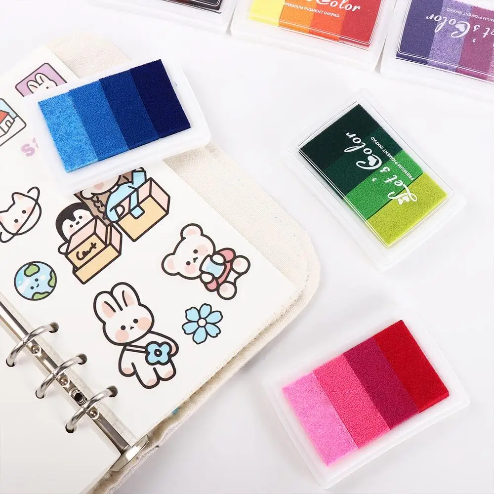 

Non-Toxic Hand Account School Office DIY Crafts Rainbow Ink Pad Stamp Oil Based Gradient Color Ink Pad Newborn Footprint Inkpad