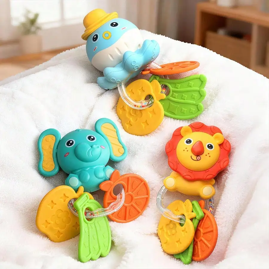 Baby Teething Rattle Toy, an Early Education Toy That Helps Develop Hand-Eye Coordination, Featuring Cute Cartoon Designs Like L - 4